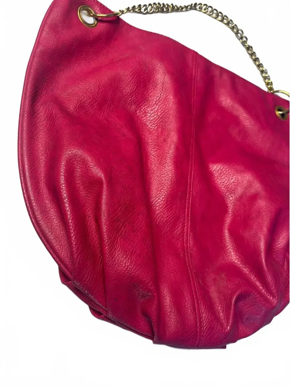 Y2K Hot Pink Studded Hobo Bag Oversized Chain Shoulder Purse